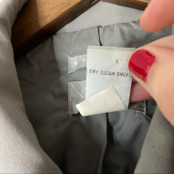 Vintage Stretch Blazer Jacket Gray Zip Up Size 8 Professional Preppy Office - Picture 4 of 8